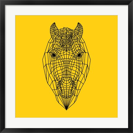 Framed Horse Head Yellow Mesh Print