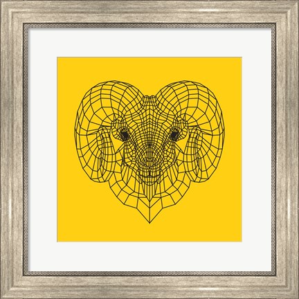 Framed Ram Head Yellow Mesh Print