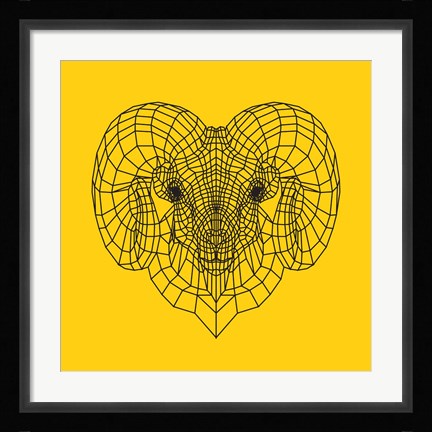 Framed Ram Head Yellow Mesh Print