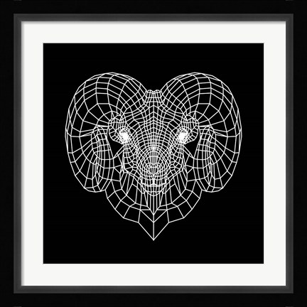 Framed Ram Head Black Mesh Print