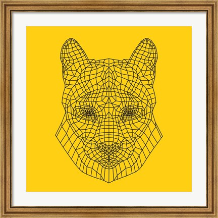 Framed Mountain Lion Yellow Mesh Print