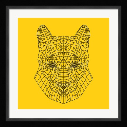 Framed Mountain Lion Yellow Mesh Print