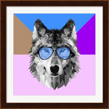 Framed Woolf in Blue Glasses Print