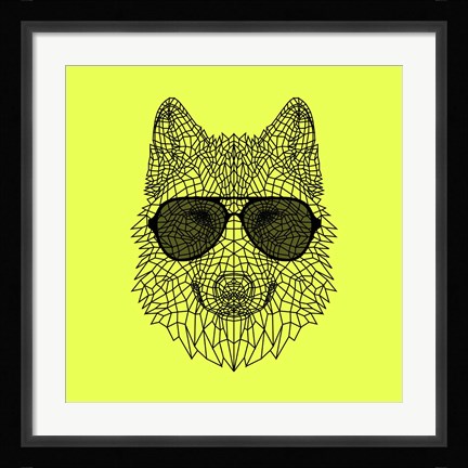 Framed Woolf in Black Glasses Print
