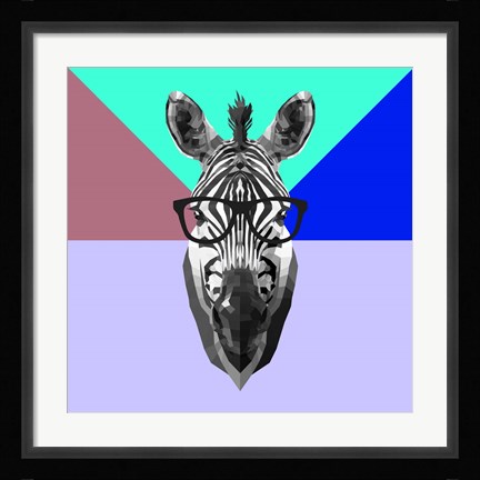 Framed Party Zebra in Glasses Print