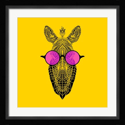Framed Zebra in Pink Glasses Print