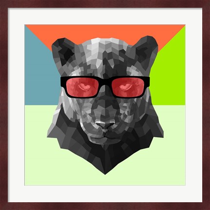 Framed Party Panther in Red Glasses Print