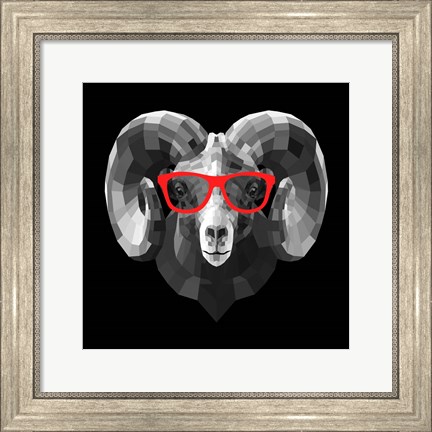 Framed Ram in Red Glasses Print