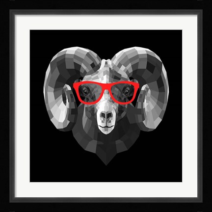 Framed Ram in Red Glasses Print