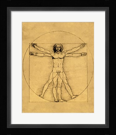 Framed Proportions of the Human Figure - Vitruvian Man Print