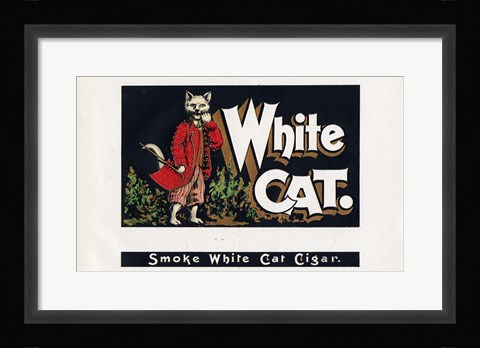 Framed White Cat Print