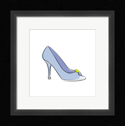 Framed Blue High Heel Shoe Print