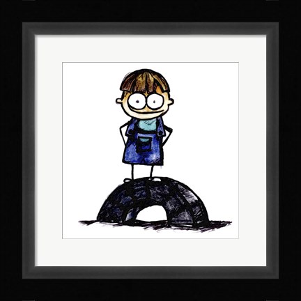 Framed Boy on Tire Print