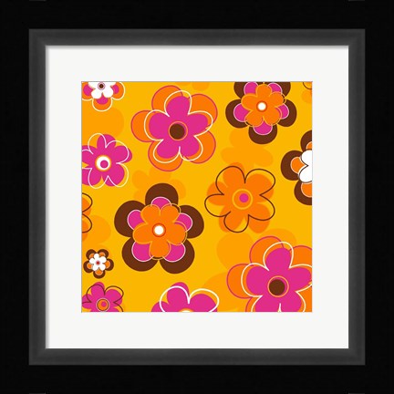 Framed Floral on Orange Print