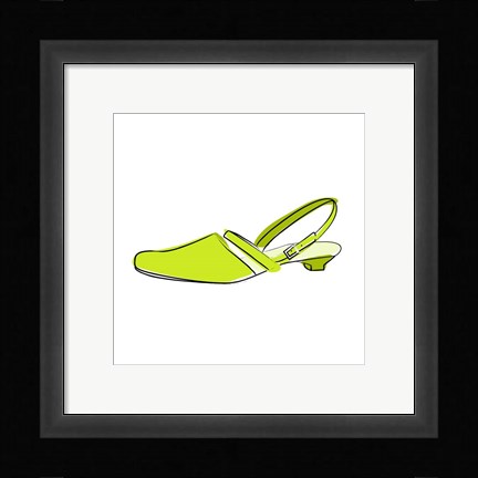Framed Green Sandal 1 Print