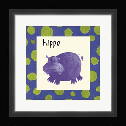 Framed Hippo with Border Print