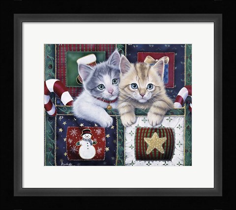 Framed Christmas Calendar Kittens Print