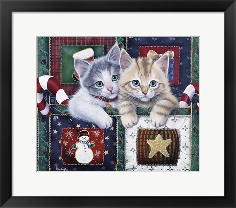 Framed Christmas Calendar Kittens Print