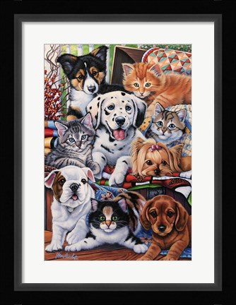 Framed Country Pups and Kittens II Print