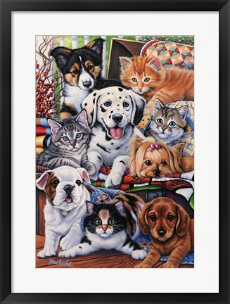 Framed Country Pups and Kittens II Print