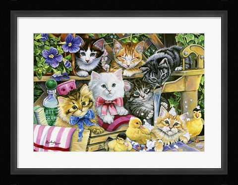 Framed Bathtime Kittens Print