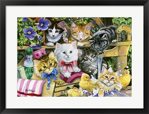 Framed Bathtime Kittens Print