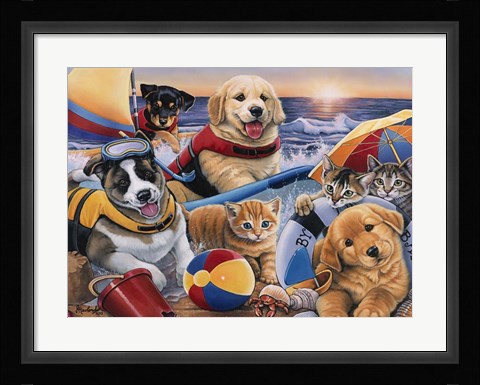 Framed Beach Buddies Print