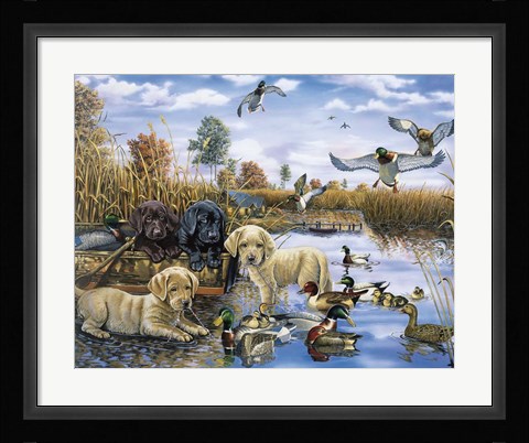 Framed Playful Tail Waggin' Day Print