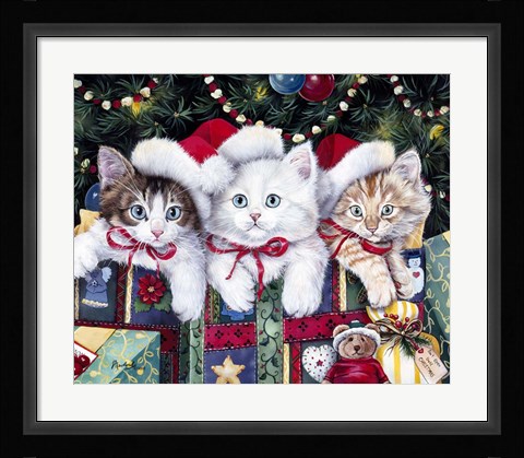 Framed Meowy Christmas Print