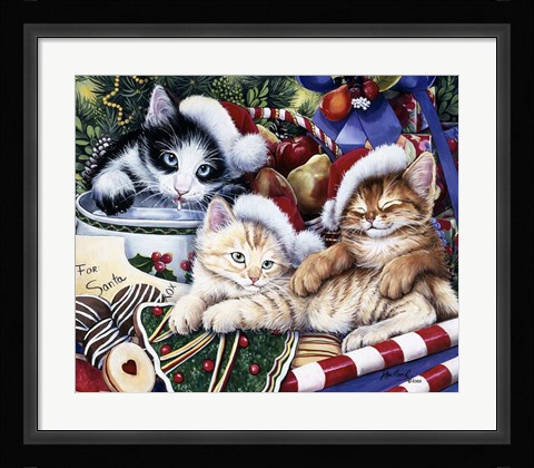 Framed Meowy Christmas 2 Print