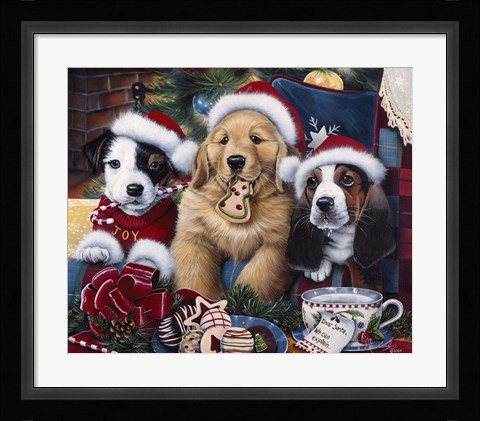 Framed Sawry Santa Paws Print