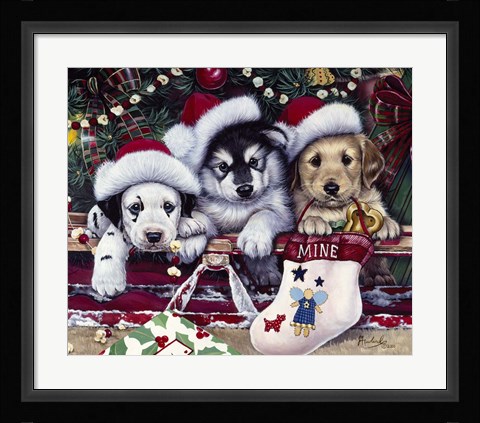 Framed Tail Wagging Christmas Print