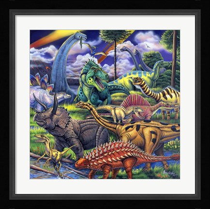 Framed Dinosaur Friends Print