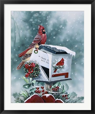 Framed Christmas Cardinals Print