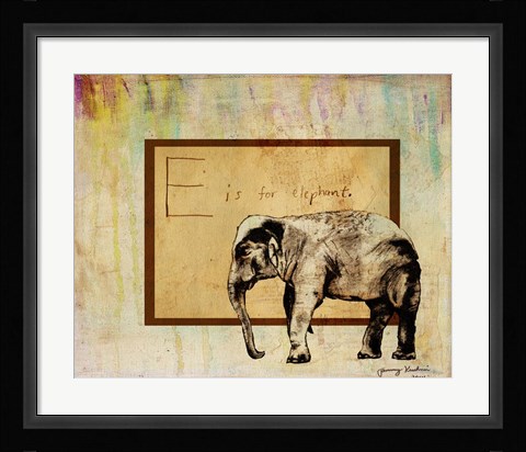 Framed E is For Elephant Print