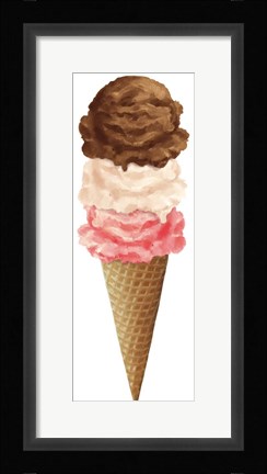 Framed Ice Cream Cone 3 Scoops Print