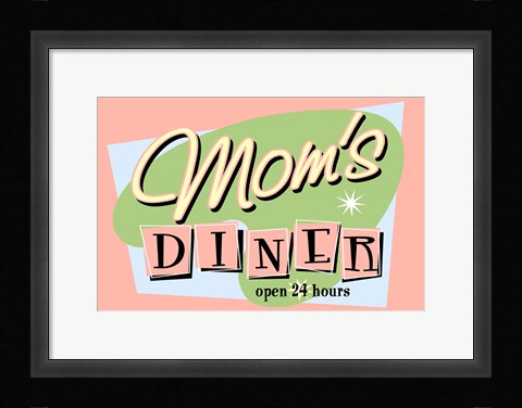 Framed Moms Diner Retro Pink Print