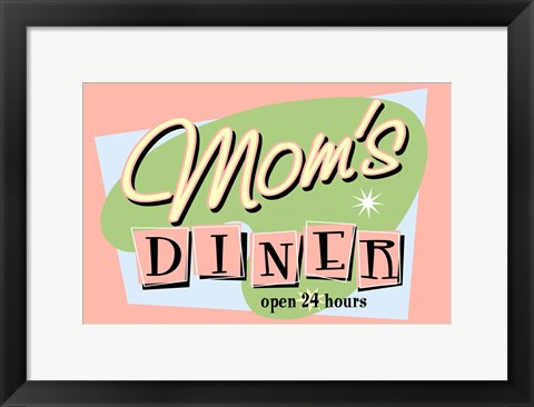 Framed Moms Diner Retro Pink Print