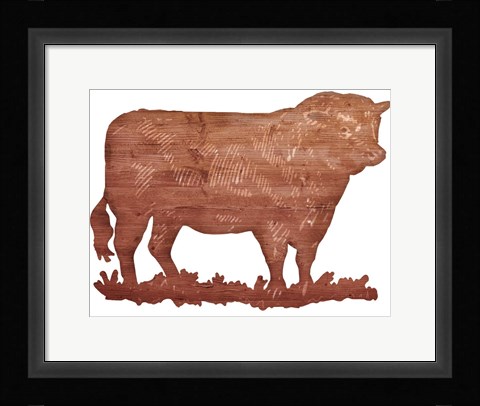 Framed Bull Cut Out Print