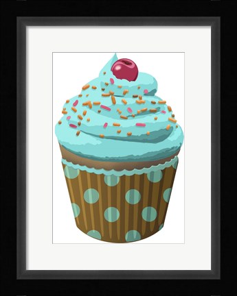 Framed Chocolate Cupcake Blue Print