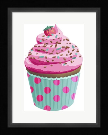 Framed Chocolate Cupcake Pink Print