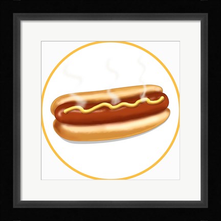 Framed Hot Dog Round Print