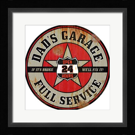 Framed Dads Garage Rusted Print