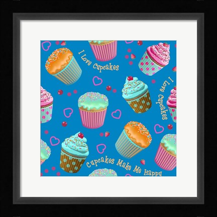 Framed Cupcake Blue Print