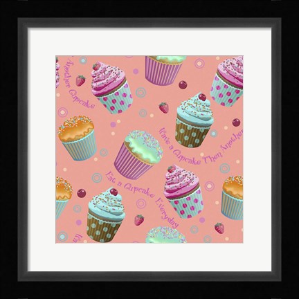 Framed Cupcake Coral Print