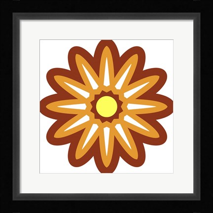 Framed Mod Flowers Cut out Rust Print