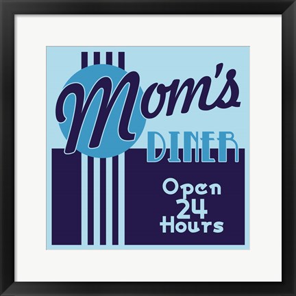 Framed Moms Diner 24 Hours In Blues Print