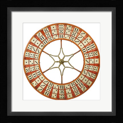 Framed Gambling Wheel - Dominoes Print