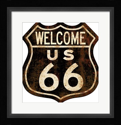 Framed Route 66 Distressed Welcome Print