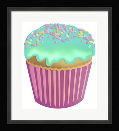 Framed Vanilla Cupcake Blue Print
